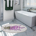 Miqna 2-teiliges Badteppich Set Lavendel Motiv Oval 60x100cm & 50x60cm