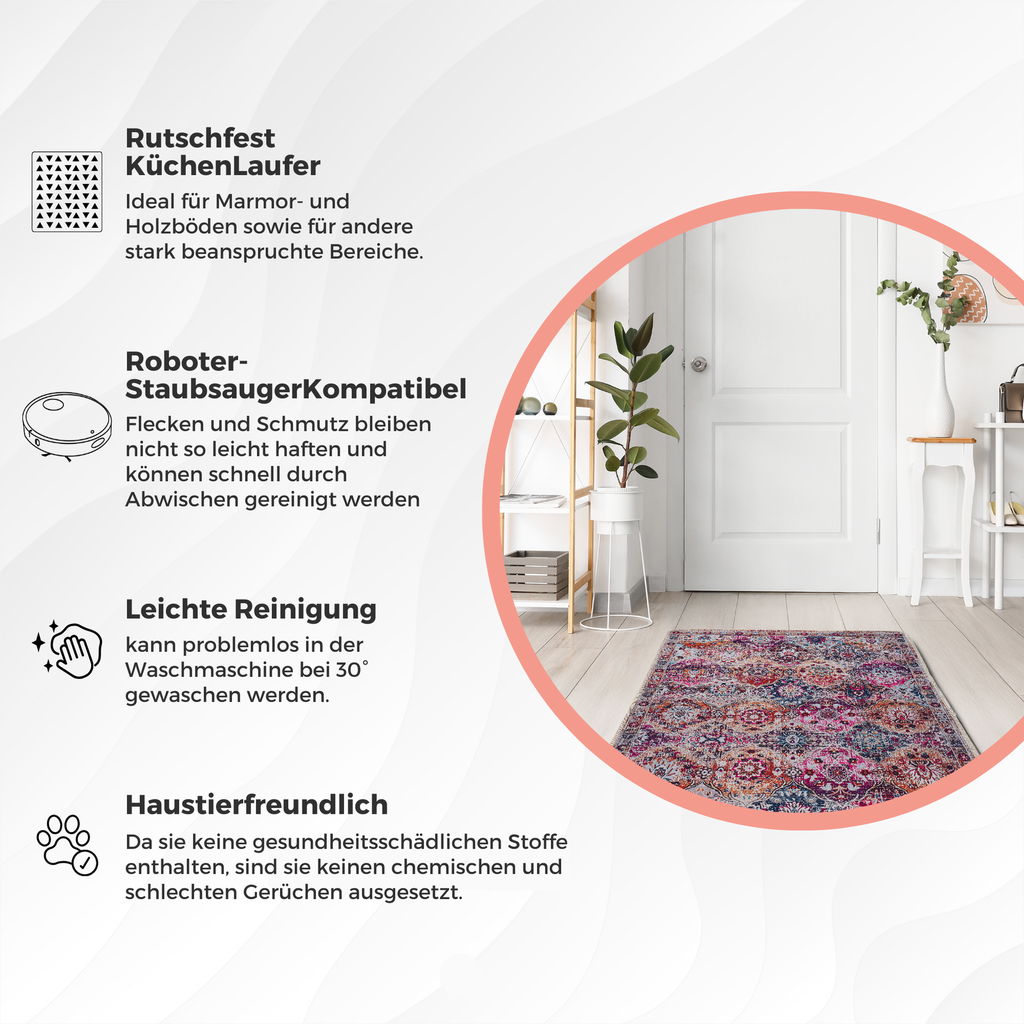 Miqna Moderner Küchenteppich Gel Läufer Rutschfest Rechteckig 60x150cm