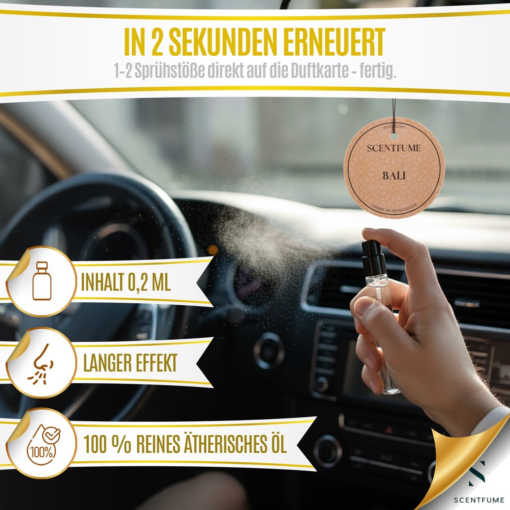 Scentfume Reed Diffuser Set 5x2ml Mystery, Bali, Amber Romance, Black, Biomist