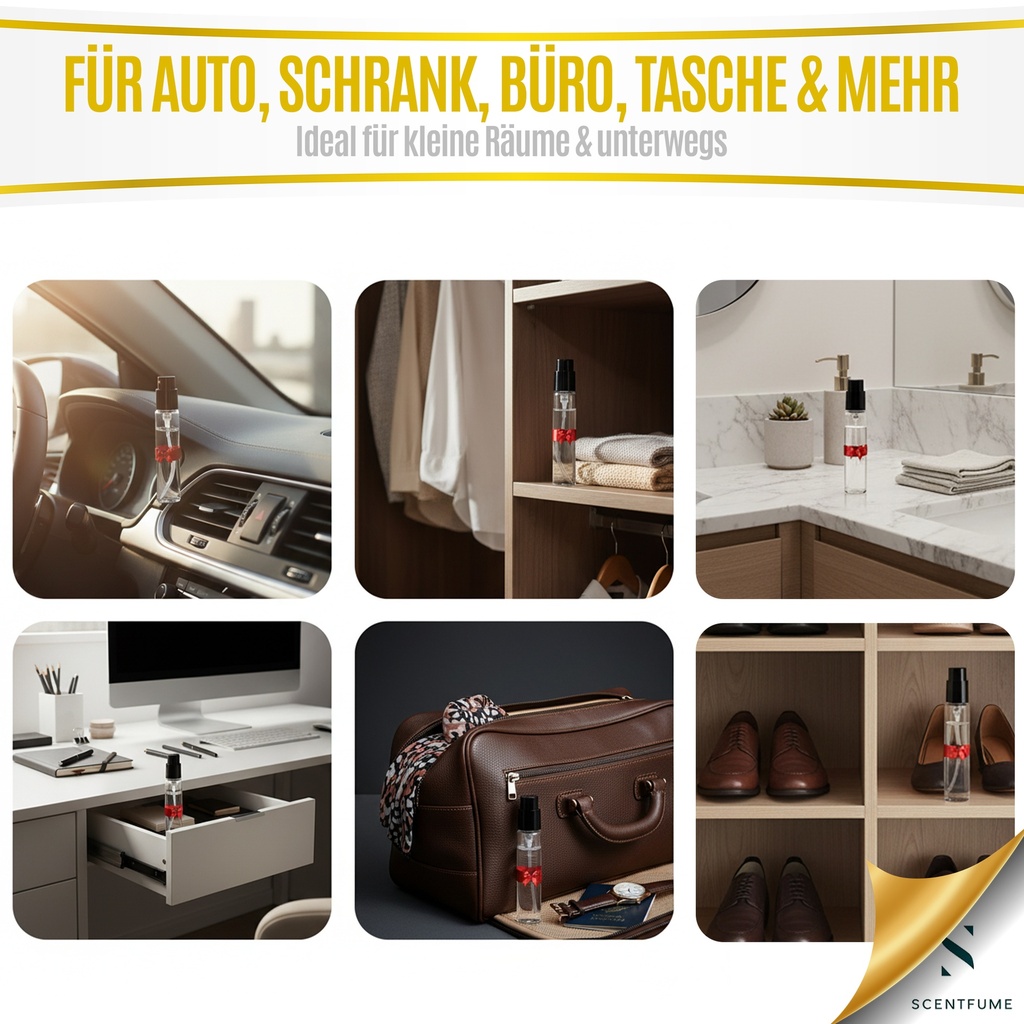 Scentfume Reed Diffuser Set 5x2ml Mystery, Bali, Amber Romance, Black, Biomist