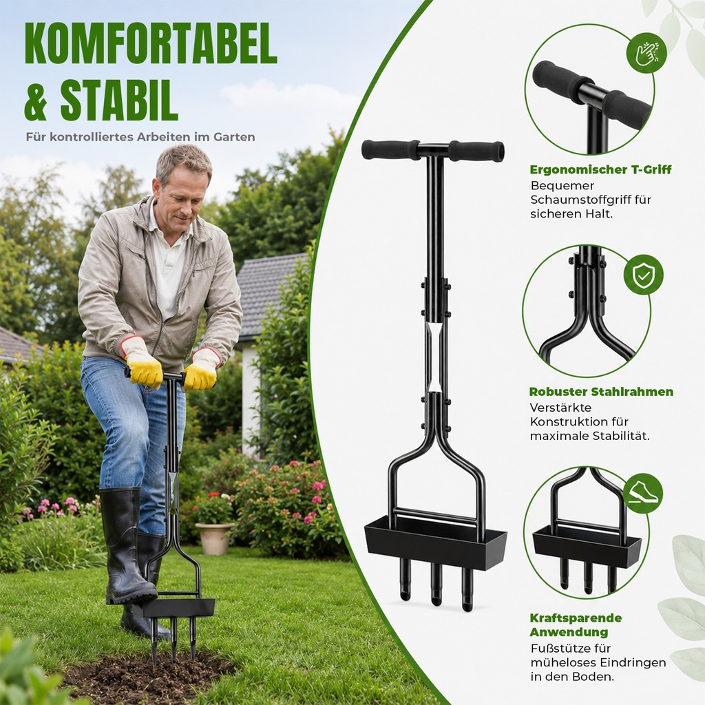 Kedoxi Manuell Rasenlüfter 3 Zinken, 38In Aerifizierer für Garten&Hof