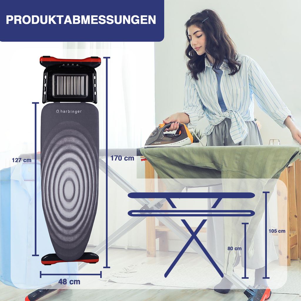 Bügelbrett 46x127 cm, höhenverstellbar, rutschfest, für Dampfbügelstation, Ironing Board