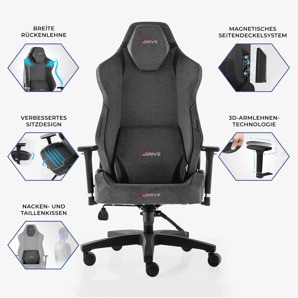 xDrive Gaming Stuhl für Profis, Ergonomischer Bürostuhl, 150 KG Tragfähigkeit