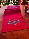 Weihnachtlicher Tischläufer Rot mit Tannenbaum-Stickerei 35x120, Weihnachtsdeko