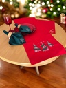 Weihnachtlicher Tischläufer Rot mit Tannenbaum-Stickerei 35x120, Weihnachtsdeko
