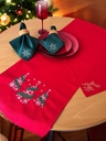 Weihnachtlicher Tischläufer Rot mit Tannenbaum-Stickerei 35x120, Weihnachtsdeko