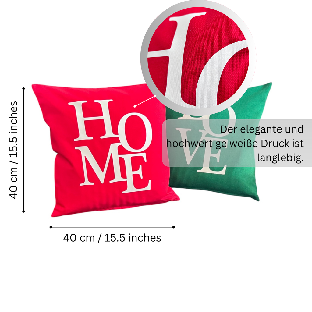Kissenbezügen – Weihnachten Set aus 2, Rot & Grün, 40x40 cm, Dekorativ kissen