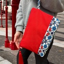 Kulturtasche Damen, Kosmetiktasche Rot, Etnisches Muster, 32x24 cm