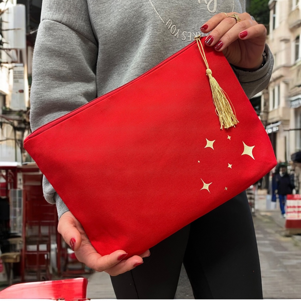 Kulturtasche Damen, Kosmetiktasche Rot, 32x24 cm 