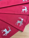 Tischsets Weihnachten, 4er Set Rot Gold Rentier-Stickerei, Abwaschbar 45x35 cm