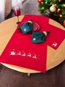 Tischsets Weihnachten, 4er Set Rot Gold Rentier-Stickerei, Abwaschbar 45x35 cm