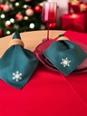 Stoffservietten Weihnachten 4er Set Zümrütgrün Schneeflocken-Stickerei 35x35 cm