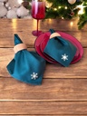 Stoffservietten Weihnachten 4er Set Zümrütgrün Schneeflocken-Stickerei 35x35 cm