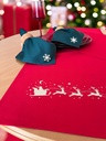 Stoffservietten Weihnachten 4er Set Zümrütgrün Schneeflocken-Stickerei 35x35 cm