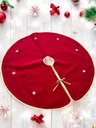 Weihnachtsbaumrock Rund Rot-Gold mit Schneeflocken-Motiv, 90 cm Weihnachtsdeko