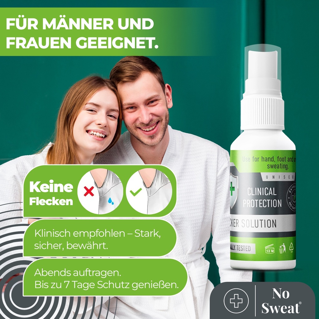 No Sweat Antitranspirant Spray 50ml - Extra Stark, 7 Tage Schutz gegen Schwitzen