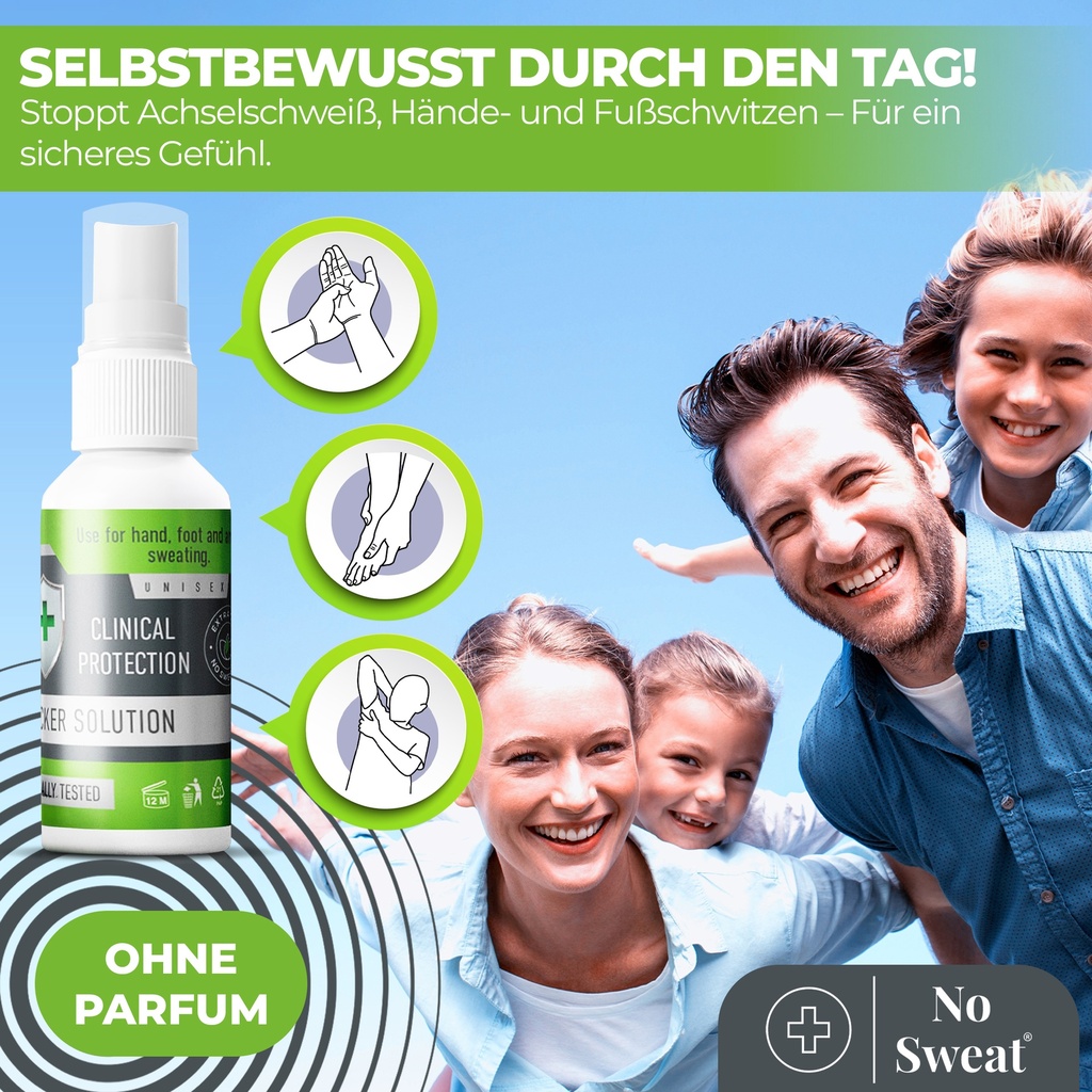 No Sweat Antitranspirant Spray 50ml - Extra Stark, 7 Tage Schutz gegen Schwitzen x2