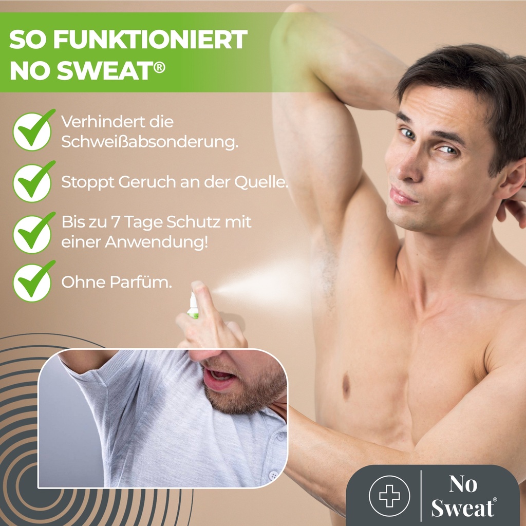 No Sweat Antitranspirant Spray 50ml - Extra Stark, 7 Tage Schutz gegen Schwitzen x2