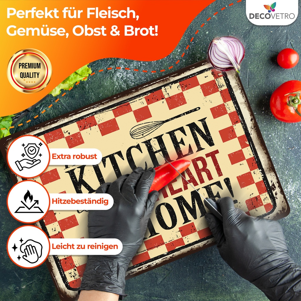 Decovetro Schneidebrett Glas |40x30cm | Glass Cutting Board | Leicht zu reinigen