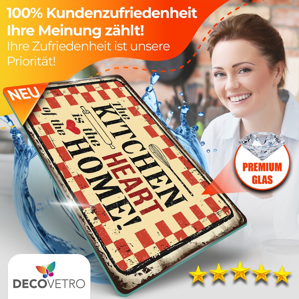 Decovetro Schneidebrett Glas |40x30cm | Glass Cutting Board | Leicht zu reinigen