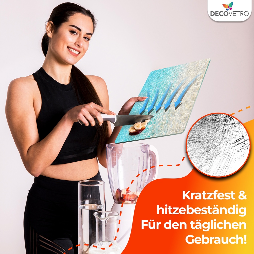 Decovetro Schneidebrett Glas |40x30cm | Glass Cutting Board | Leicht zu reinigen