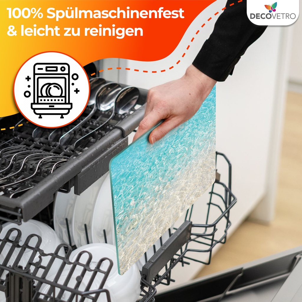 Decovetro Schneidebrett Glas |40x30cm | Glass Cutting Board | Leicht zu reinigen