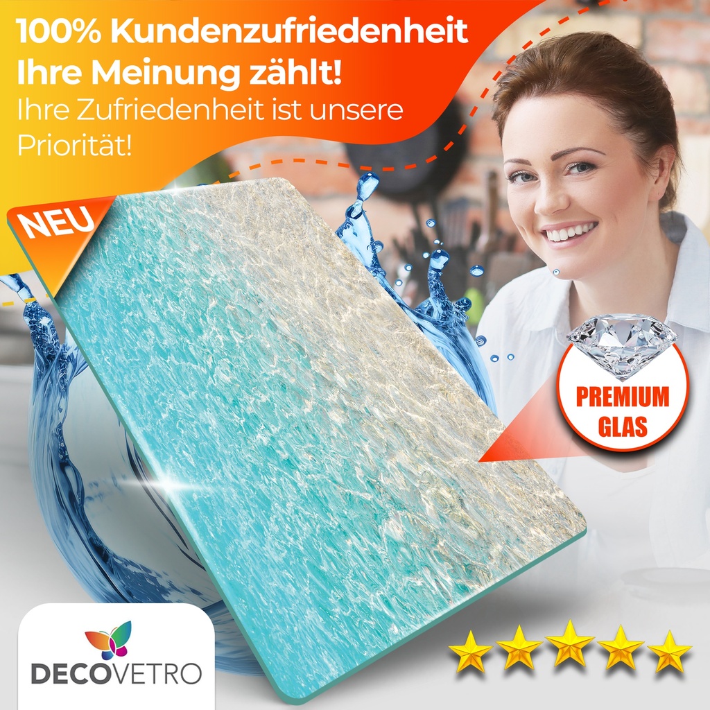 Decovetro Schneidebrett Glas |40x30cm | Glass Cutting Board | Leicht zu reinigen