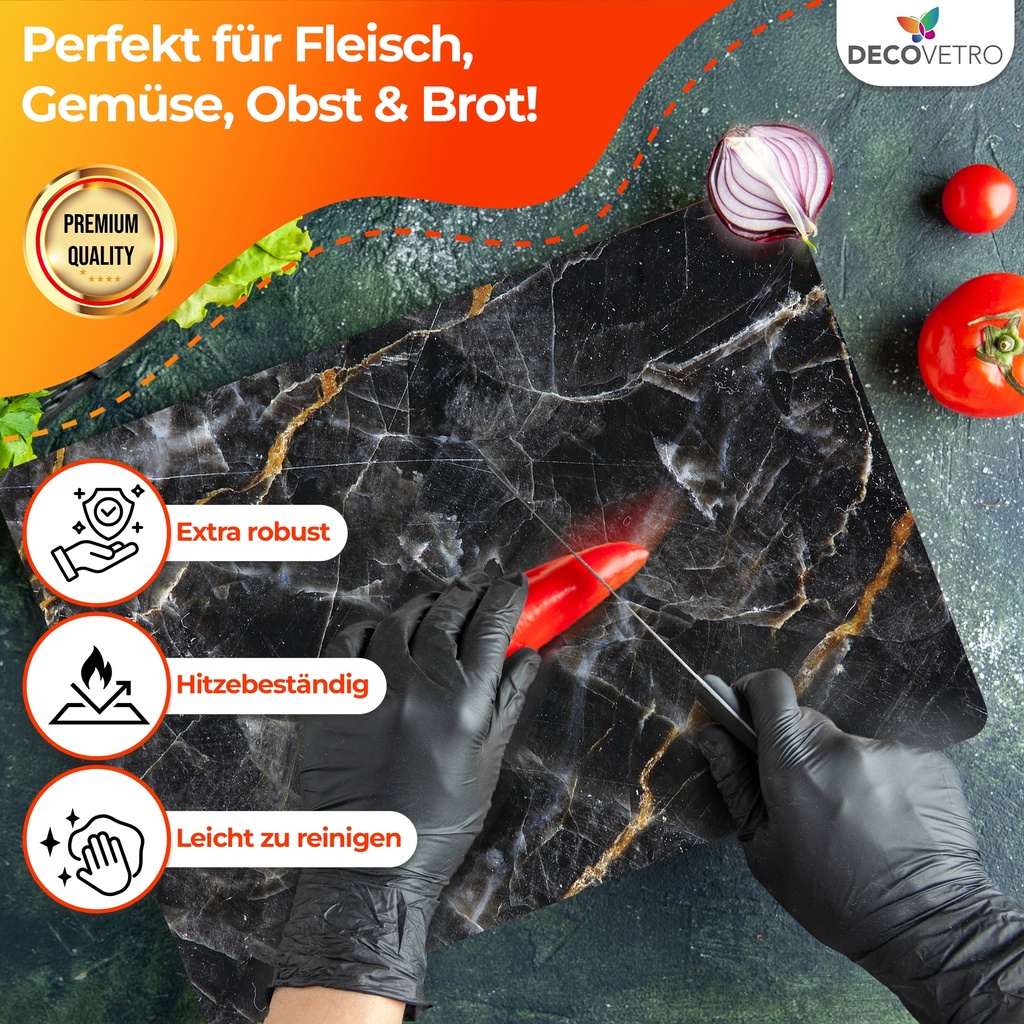 Decovetro Schneidebrett Glas |40x30cm | Glass Cutting Board | Leicht zu reinigen