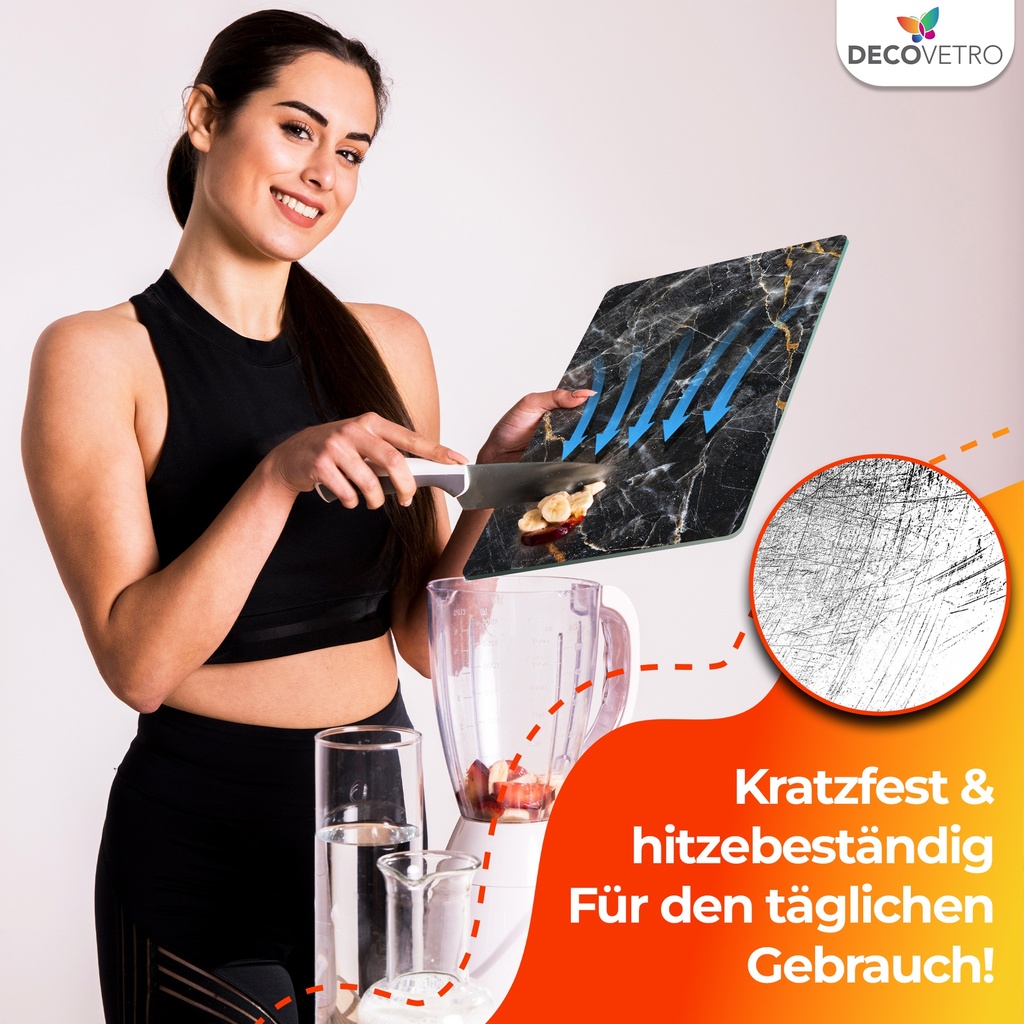 Decovetro Schneidebrett Glas |40x30cm | Glass Cutting Board | Leicht zu reinigen