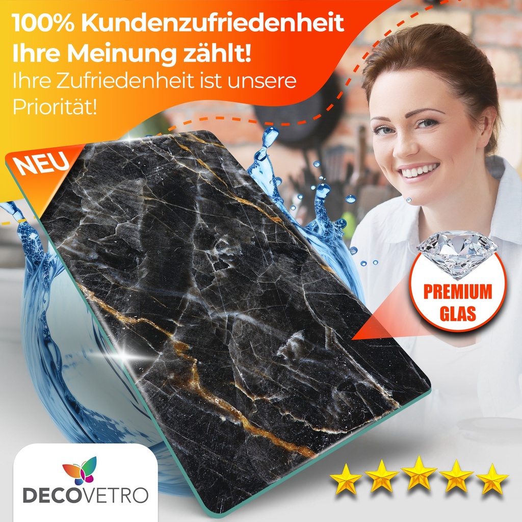 Decovetro Schneidebrett Glas |40x30cm | Glass Cutting Board | Leicht zu reinigen