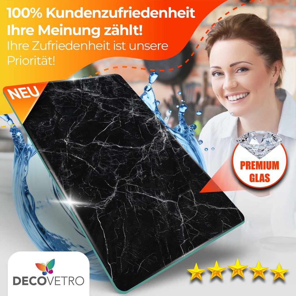 Decovetro Schneidebrett Glas |40x30cm | Glass Cutting Board | Leicht zu reinigen