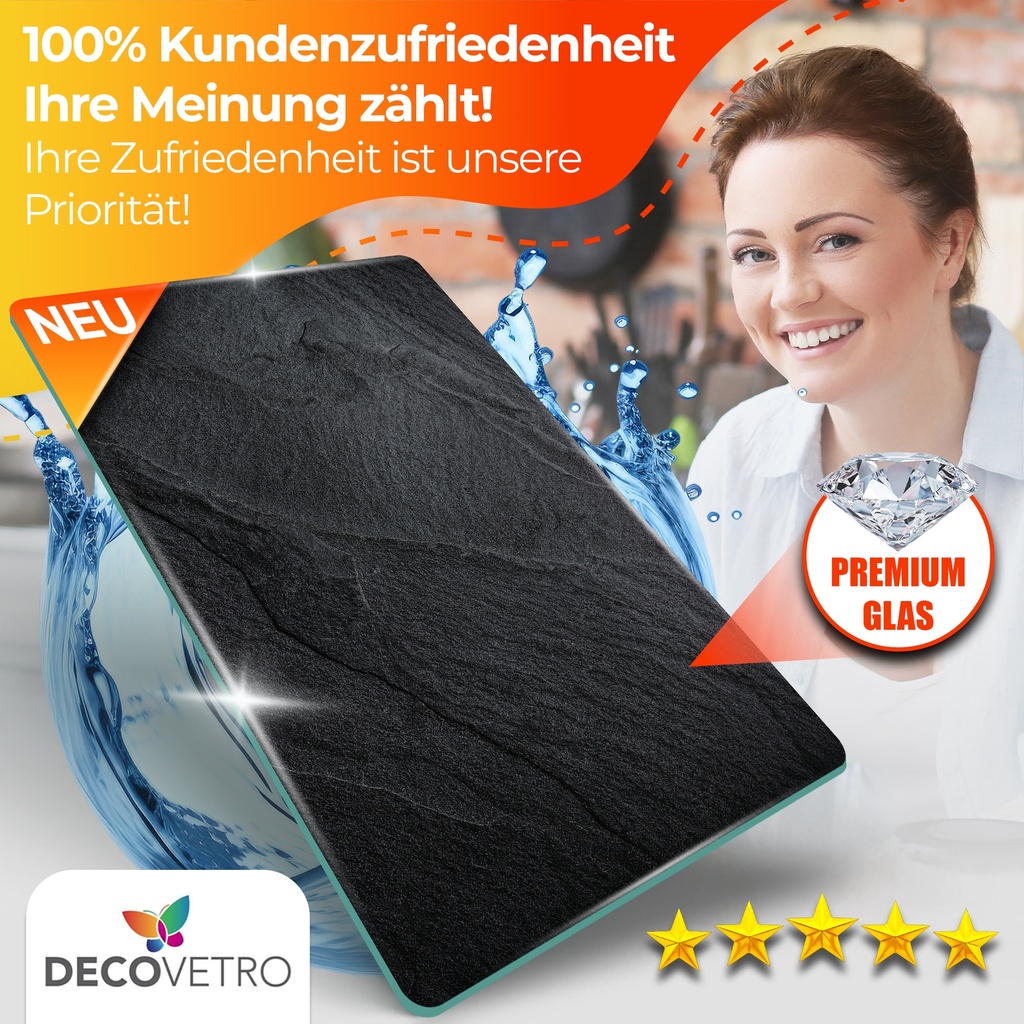 Decovetro Schneidebrett Glas |40x30cm | Glass Cutting Board | Leicht zu reinigen