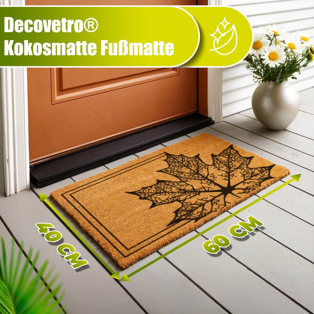 Decovetro Paspas Yaprak Desenli Kapı Önü Paspası 40 x 60 Cm