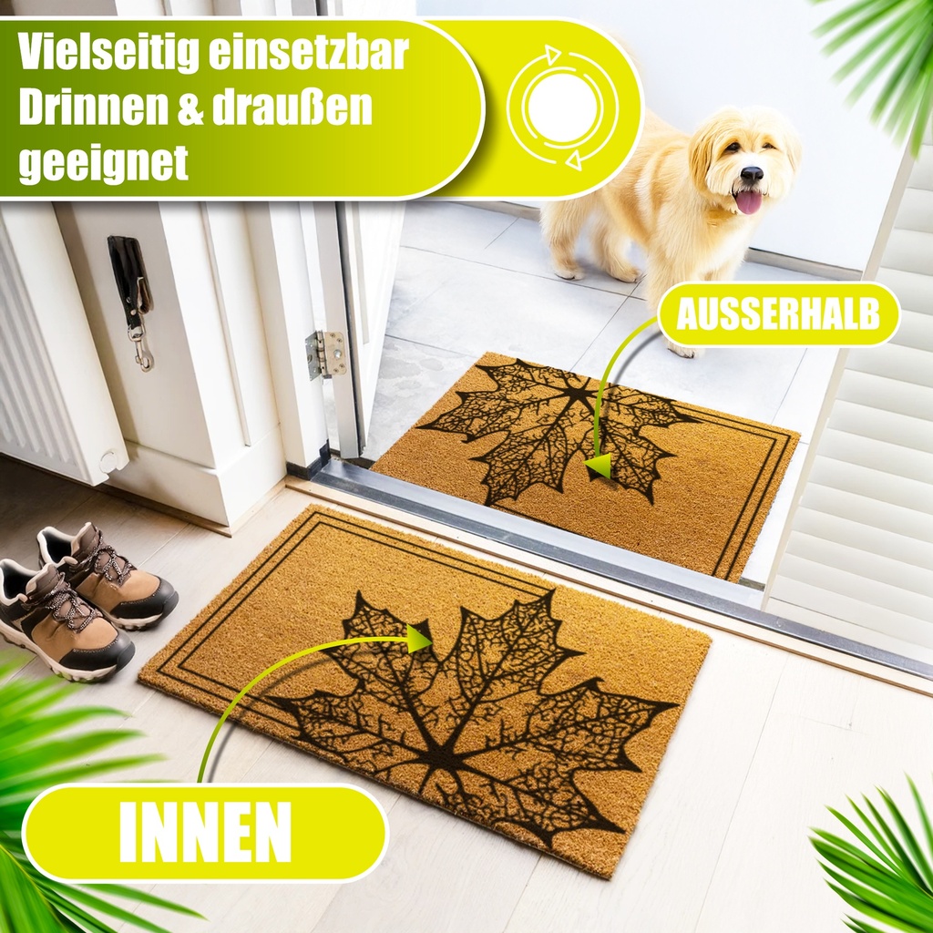 Decovetro Paspas Yaprak Desenli Kapı Önü Paspası 40 x 60 Cm
