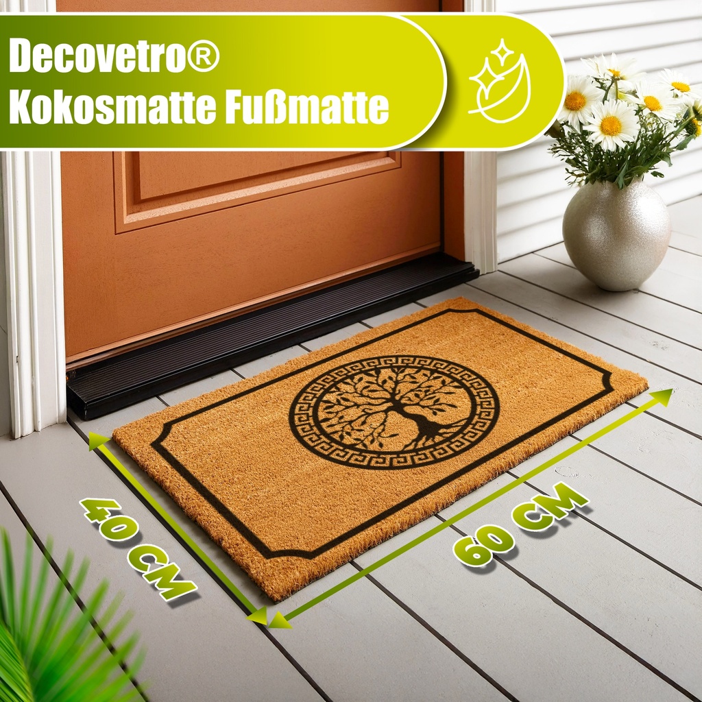 Decovetro Paspas Hayat Ağacı Desenli Kapı Önü Paspası40 x 60 Cm