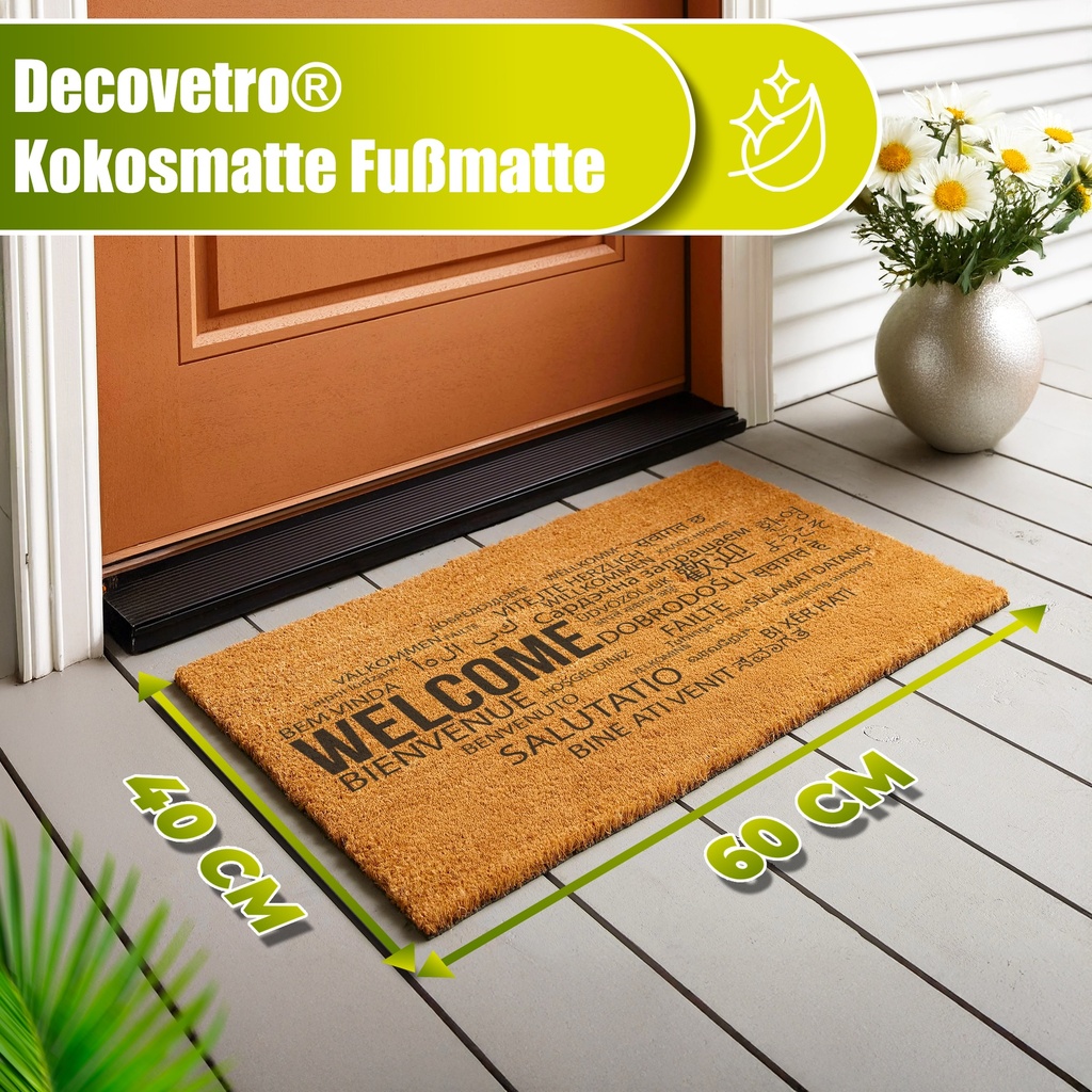 Decovetro Paspas Hoşgeldiniz Desenli Kapı Önü Paspası 40 x 60 Cm