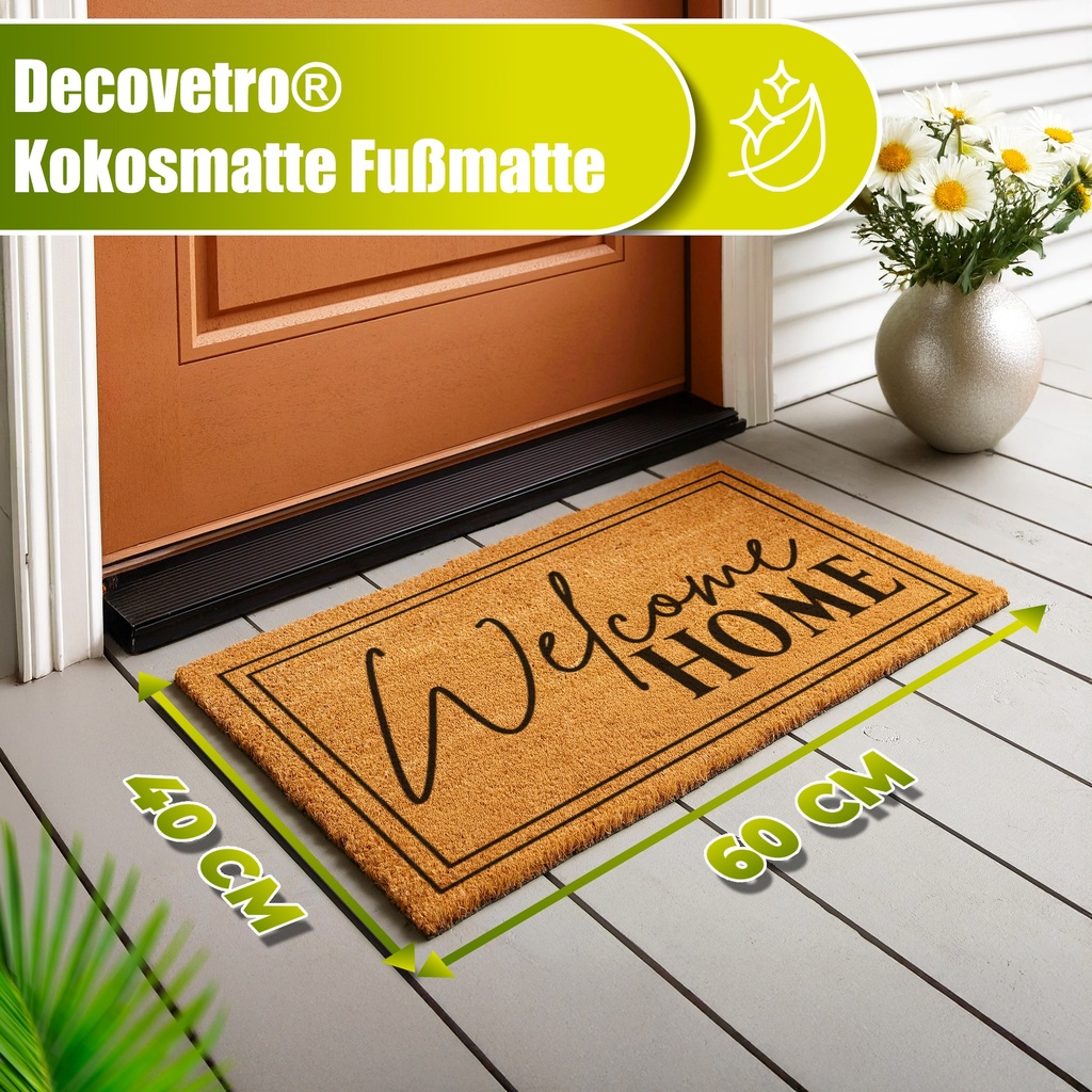 Decovetro Paspas Welcome Home Desenli Kapı Önü Paspası 40 x 60 Cm
