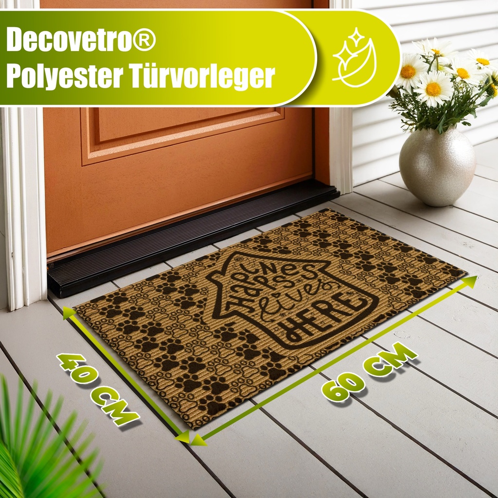 Decovetro Happines Live Desenli Kapı Önü Halı Paspas 40 x 60 Cm