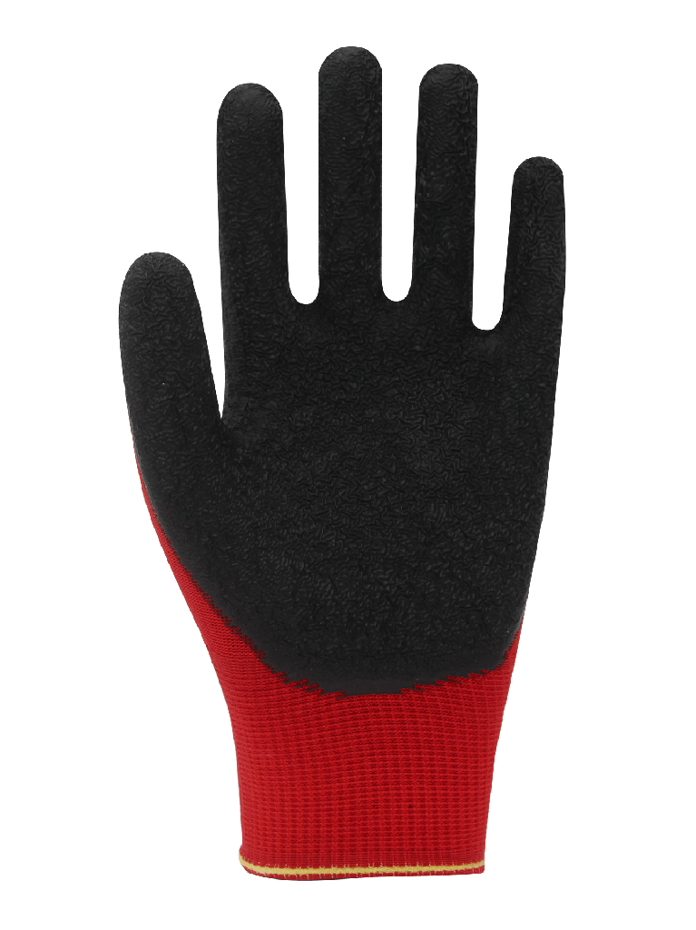 12 Paar Arbeitshandschuhe, Polyester, Rot und Schwarz