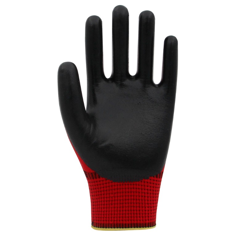 12 Paar Arbeitshandschuhe, Polyester, Rot und Schwarz