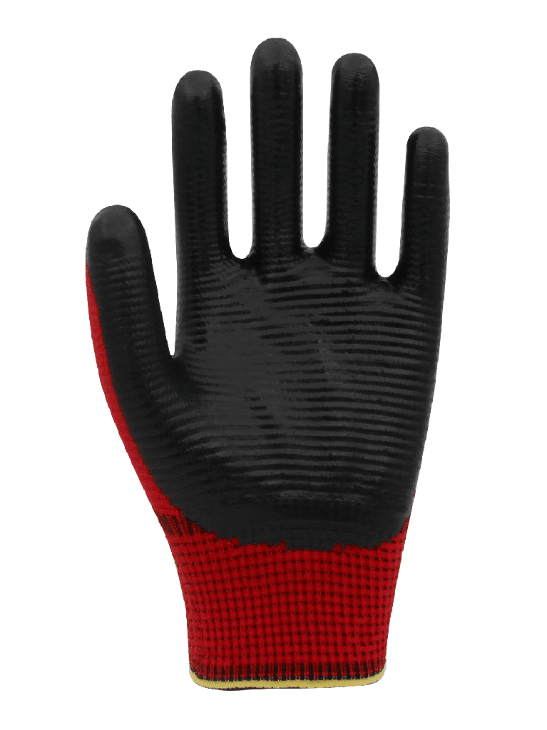 12 Paar Arbeitshandschuhe, Polyester, Rot und Schwarz