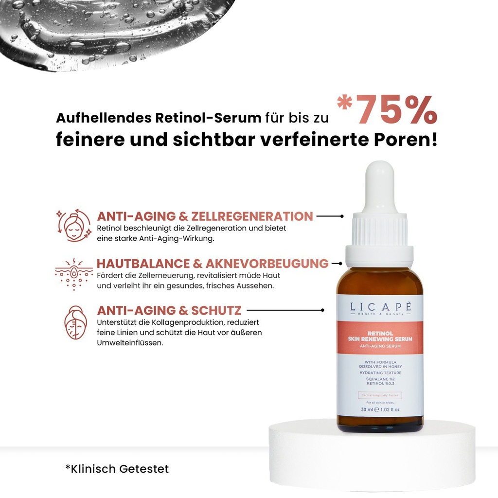 Retinol Serum 30 ml - Anti-Aging & Porenverfeinerung für strahlende Haut