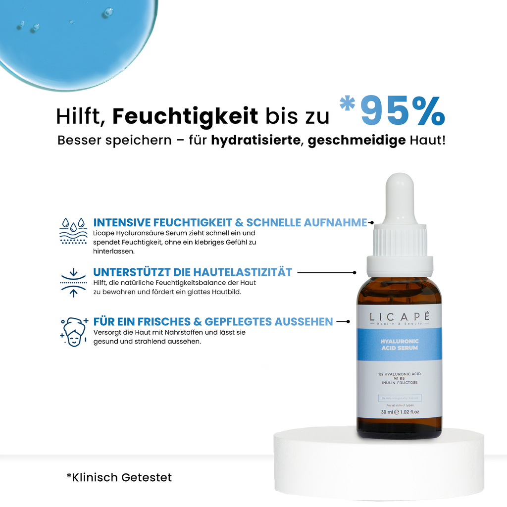 Hyaluron Serum 30 ml - Feuchtigkeit, Straffung & Pflege mit Panthenol & Peptiden