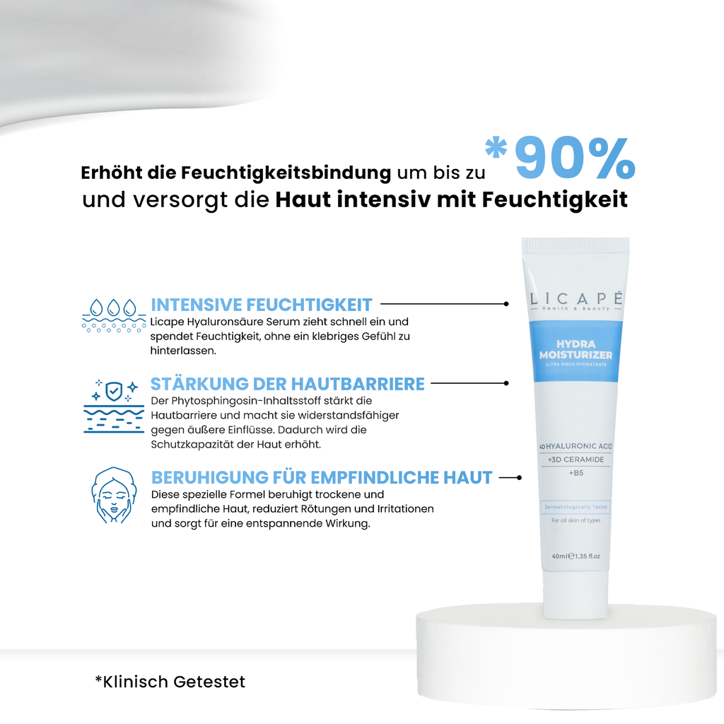 Feuchtigkeitscreme 40 ml - 4D Hyaluronsäure & Ceramide für strahlende Haut