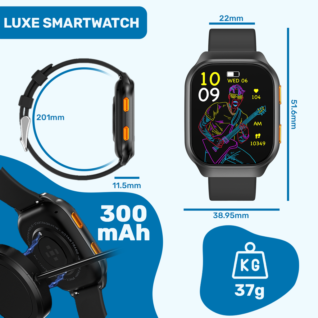 UFUZON Smartwatch Men/Women- Black 