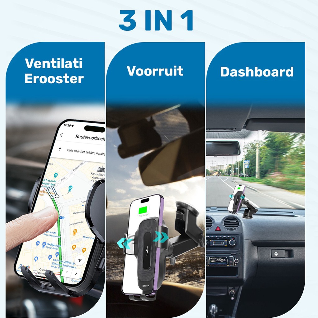 UFUZON 3in1 Wireless Phone Holder with car charger