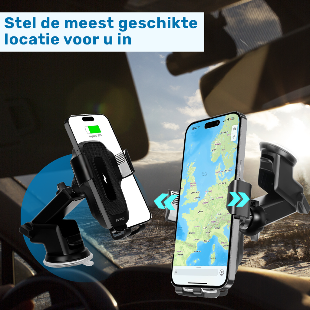 UFUZON 3in1 Wireless Phone Holder with car charger