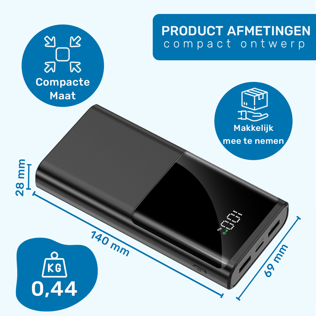 Ufuzon Power Bank 20000 mAh, PD 22,5W Schnellladen QC 3.0 USB C