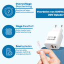 UFUZON Ishiva USB-C Adapter Ladegerät USB-Stecker – USB-C-zu-USB-C-Kabel – 20W