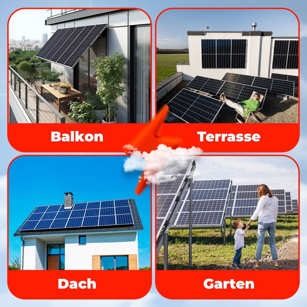 Balkonkraftwerk 800 Watt |  PV Solar Balkonkraftwerk 820WP |  Microwechselrichter / 2 PV-Module / Kabel